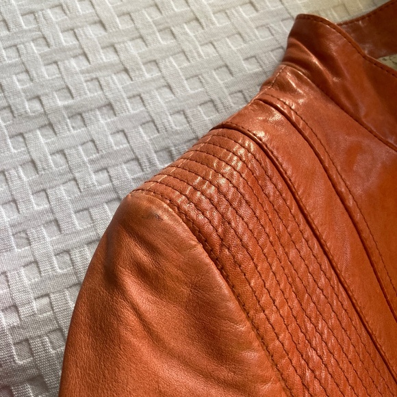 Danier burnt orange tan genuine leather jacket XXS zippered pockets - Picture 4 of 6